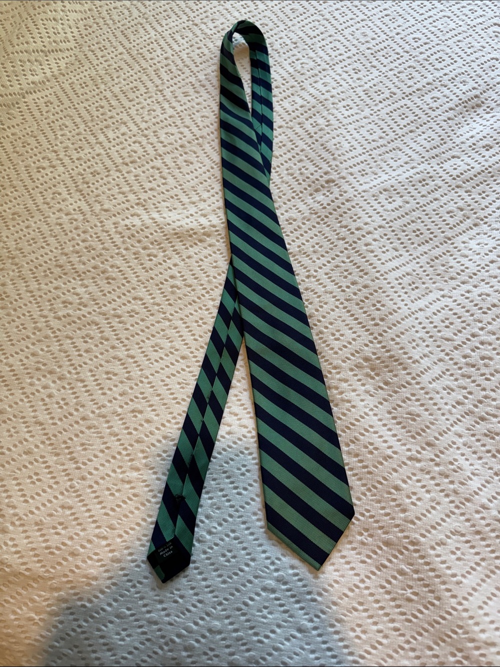 J. Crew Navy and Green Silk Tie